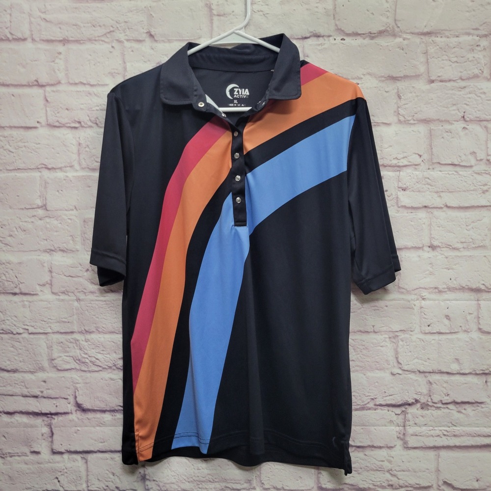 Zyia Active Golf Tennis Polo Shirt Womens XL Y2K Athleisure Gorpcore Activewear